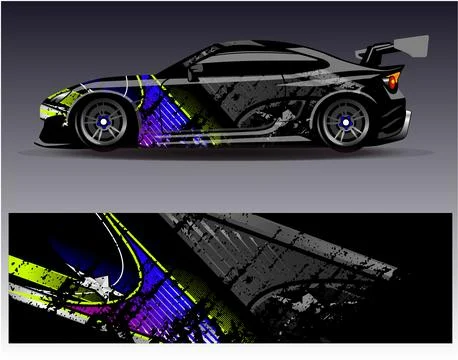 Car wrap design vector.Graphic abstract stripe racing background designs Stock Illustration