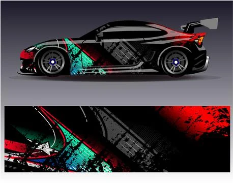 Car wrap design vector.Graphic abstract stripe racing background designs Illustrazione stock