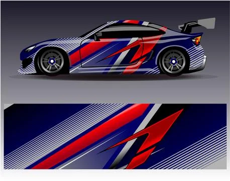 Car wrap design vector.Graphic abstract stripe racing background designs Stock Illustration