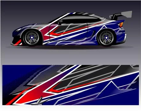 Car wrap design vector.Graphic abstract stripe racing background designs Illustrazione stock