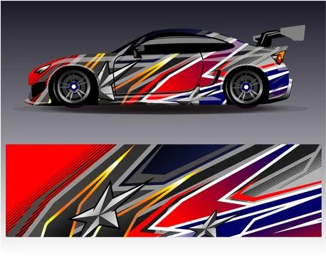 Car wrap design vector.Graphic abstract stripe racing background designs Stock Illustration