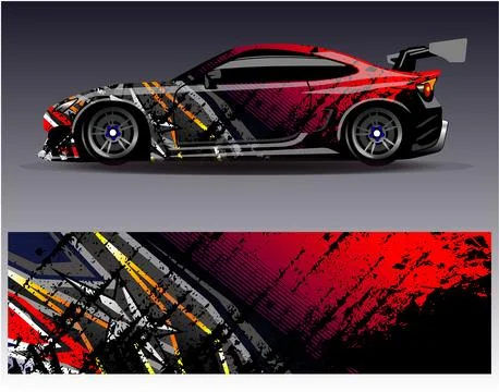 Car wrap design vector.Graphic abstract stripe racing background designs Stock Illustration