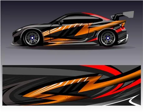 Car wrap design vector.Graphic abstract stripe racing background designs Stock Illustration