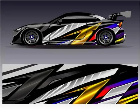 Car wrap design vector.Graphic abstract stripe racing background designs Stock Illustration