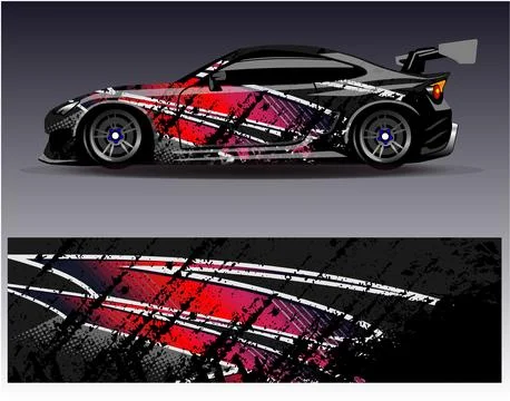 Car wrap design vector.Graphic abstract stripe racing background designs Stock Illustration