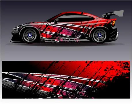 Car wrap design vector.Graphic abstract stripe racing background designs Stock Illustration