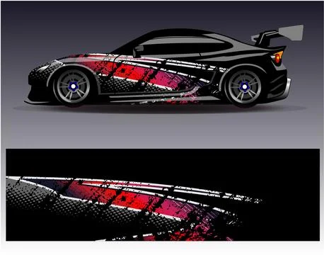 Car wrap design vector.Graphic abstract stripe racing background designs Stock Illustration