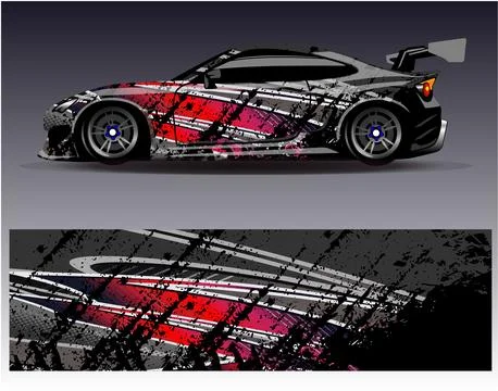 Car wrap design vector.Graphic abstract stripe racing background designs Illustrazione stock