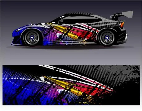 Car wrap design vector.Graphic abstract stripe racing background designs Illustrazione stock