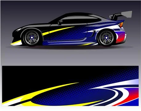 Car wrap design vector.Graphic abstract stripe racing background designs Stock Illustration