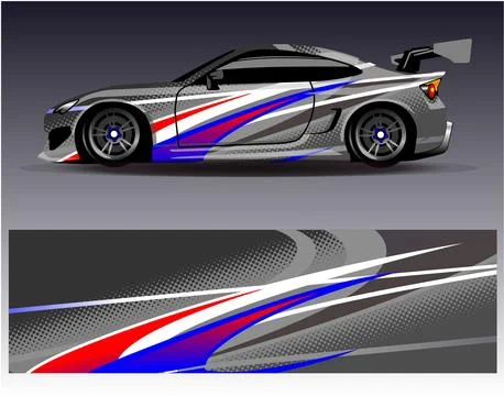 Car wrap design vector.Graphic abstract stripe racing background designs Stock Illustration