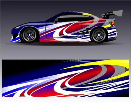 Car wrap design vector.Graphic abstract stripe racing background designs Stock Illustration