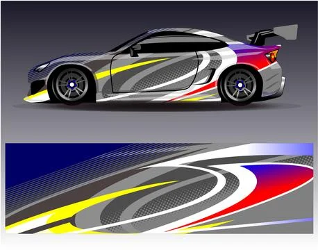 Car wrap design vector.Graphic abstract stripe racing background designs Stock Illustration