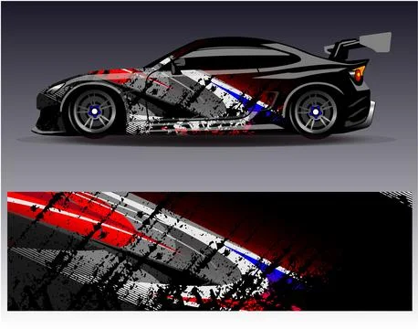 Car wrap design vector.Graphic abstract stripe racing background designs Stock Illustration