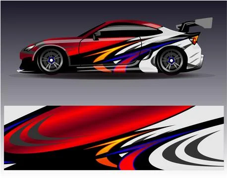 Car wrap design vector.Graphic abstract stripe racing background designs Stock Illustration