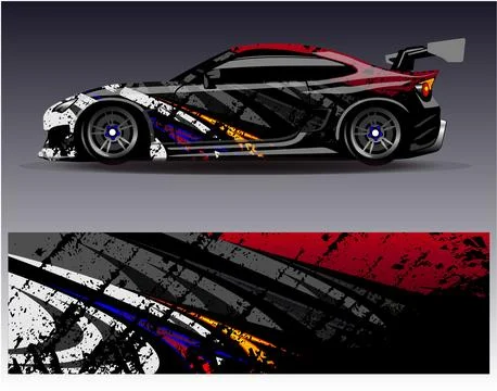 Car wrap design vector.Graphic abstract stripe racing background designs Stock Illustration