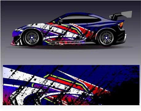 Car wrap design vector.Graphic abstract stripe racing background designs Stock Illustration