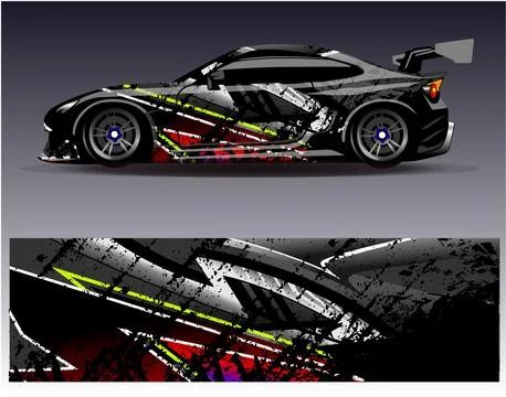 Car wrap design vector.Graphic abstract stripe racing background designs Stock Illustration