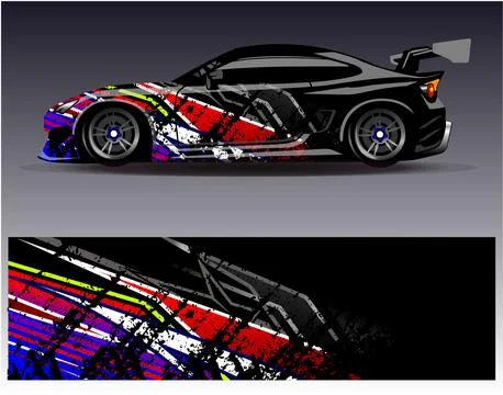 Car wrap design vector.Graphic abstract stripe racing background designs Stock Illustration