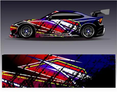 Car wrap design vector.Graphic abstract stripe racing background designs Stock Illustration