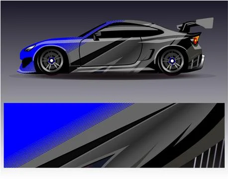 Car wrap design vector.Graphic abstract stripe racing background designs Stock Illustration