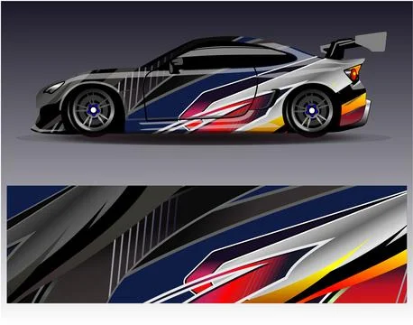 Car wrap design vector.Graphic abstract stripe racing background designs Stock Illustration