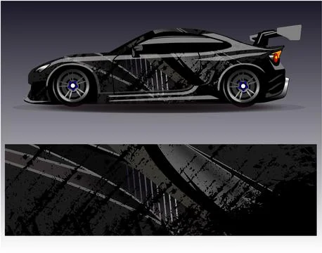 Car wrap design vector.Graphic abstract stripe racing background designs Stock Illustration