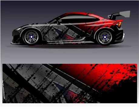Car wrap design vector.Graphic abstract stripe racing background designs Illustrazione stock