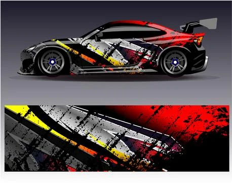 Car wrap design vector.Graphic abstract stripe racing background designs Stock Illustration