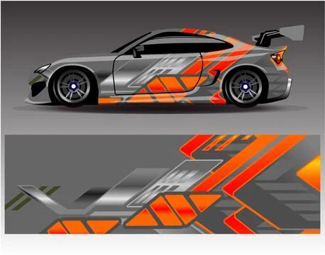 Car wrap design vector.Graphic abstract stripe racing background designs Stock Illustration