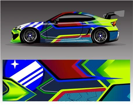 Car wrap design vector.Graphic abstract stripe racing background designs Stock Illustration