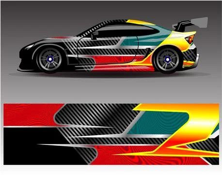 Car wrap design vector.Graphic abstract stripe racing background designs Illustrazione stock