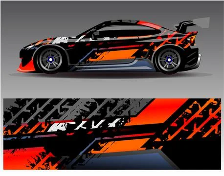 Car wrap design vector.Graphic abstract stripe racing background designs Illustrazione stock