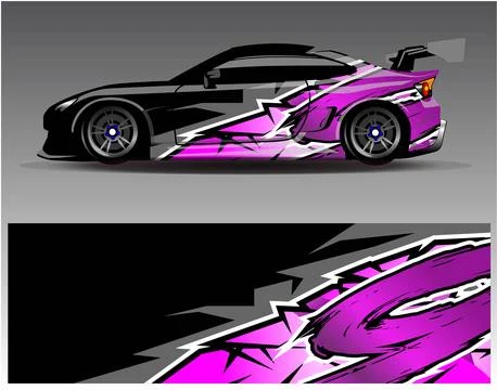 Car wrap design vector.Graphic abstract stripe racing background designs Stock Illustration