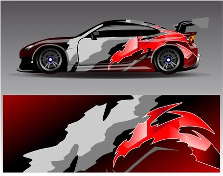 Car wrap design vector.Graphic abstract stripe racing background designs Stock Illustration