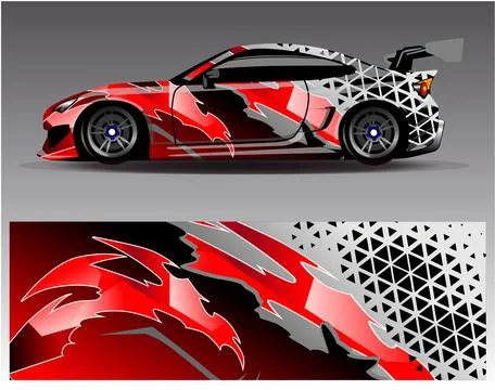 Car wrap design vector.Graphic abstract stripe racing background designs Illustrazione stock