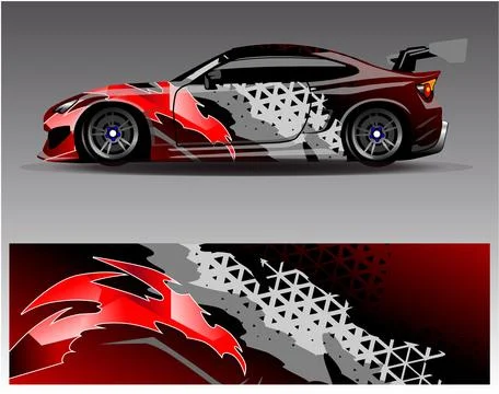Car wrap design vector.Graphic abstract stripe racing background designs Stock Illustration