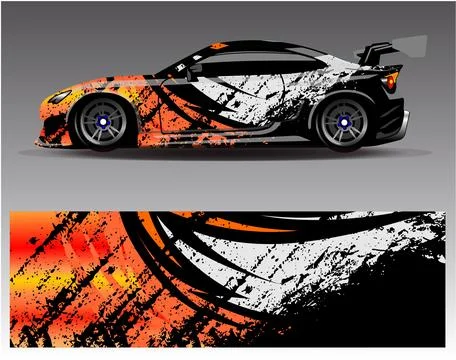Car wrap design vector.Graphic abstract stripe racing background designs Stock Illustration