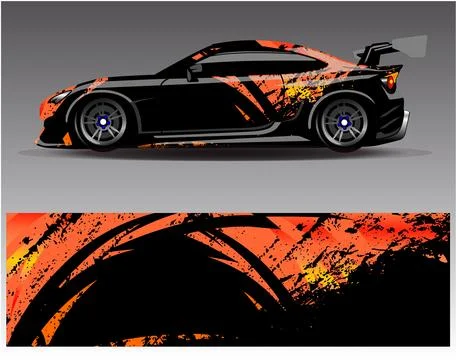 Car wrap design vector.Graphic abstract stripe racing background designs Stock Illustration