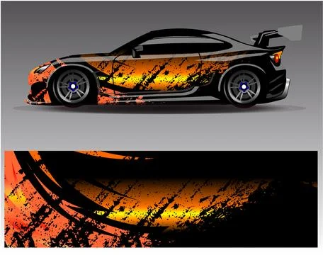 Car wrap design vector.Graphic abstract stripe racing background designs Illustrazione stock