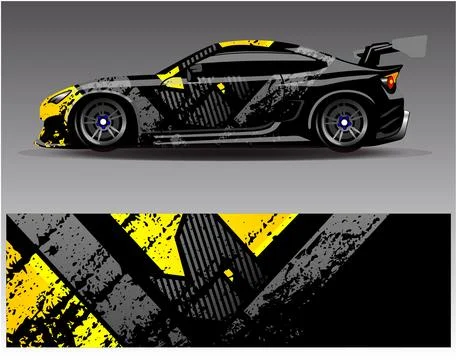 Car wrap design vector.Graphic abstract stripe racing background designs Stock Illustration
