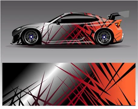 Car wrap design vector.Graphic abstract stripe racing background designs Stock Illustration