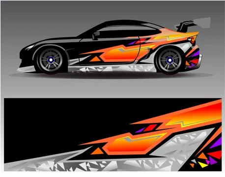 Car wrap design vector.Graphic abstract stripe racing background designs Stock Illustration