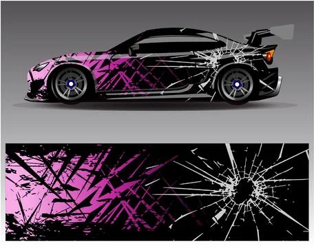 Car wrap design vector.Graphic abstract stripe racing background designs Stock Illustration