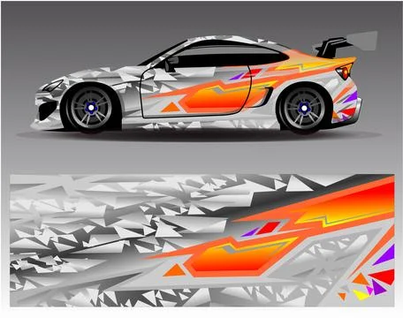 Car wrap design vector.Graphic abstract stripe racing background designs Stock Illustration