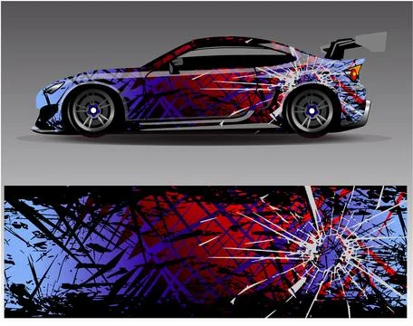 Car wrap design vector.Graphic abstract stripe racing background designs Stock Illustration