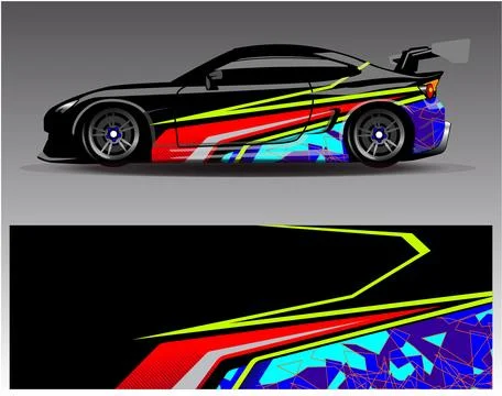 Car wrap design vector.Graphic abstract stripe racing background designs Stock Illustration