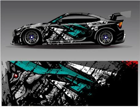 Car wrap design vector.Graphic abstract stripe racing background designs Stock Illustration