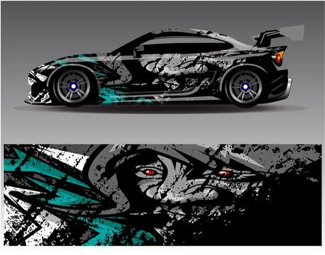 Car wrap design vector.Graphic abstract stripe racing background designs Stock Illustration