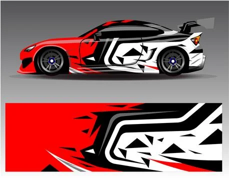 Car wrap design vector.Graphic abstract stripe racing background designs Illustrazione stock